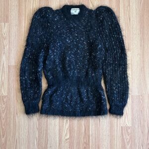 Elegant Black Textured Women's Sweater